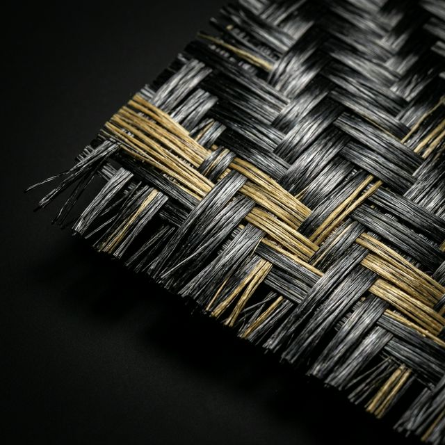 Close up macro of carbon fiber texture showing intricate weave patterns
